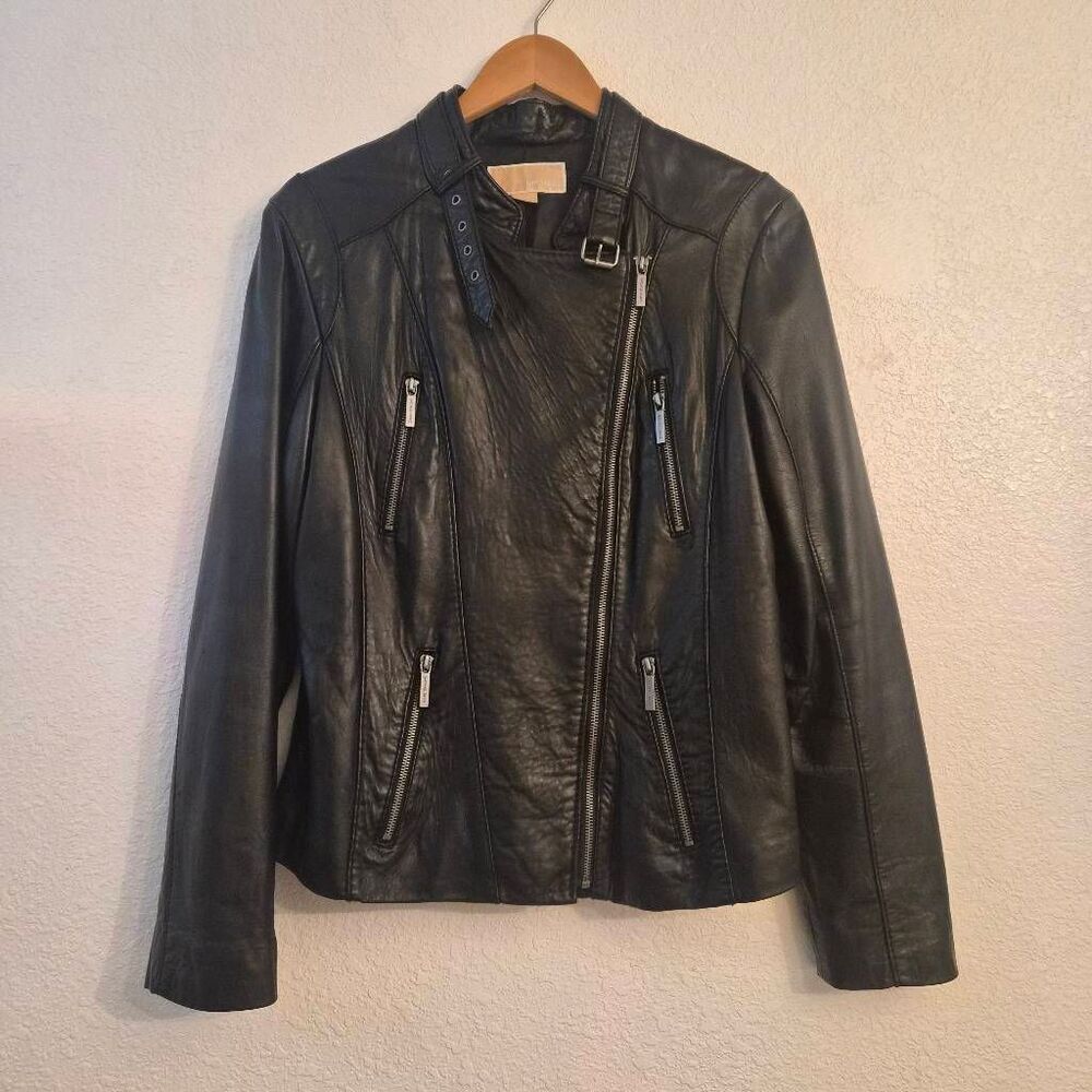 NWOT Michael Kors Black Leather Moto Jacket: Soft Suple Sexy Comfy Effortless XL